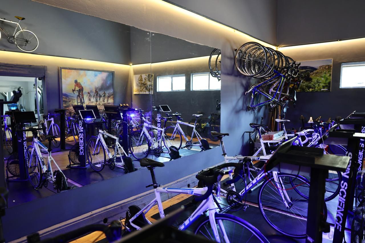 Inside the Spin Science studio with riders on trainers